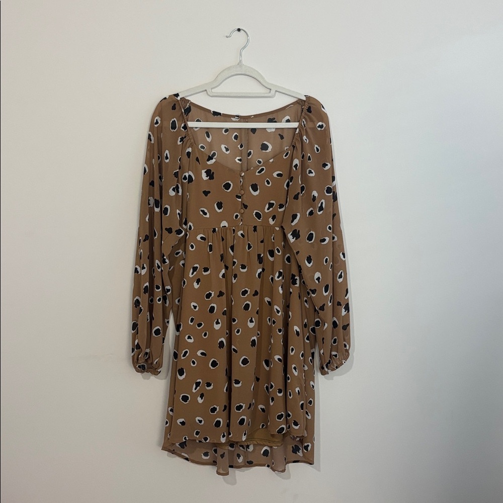 Umgee Brown Polka Dot Dress